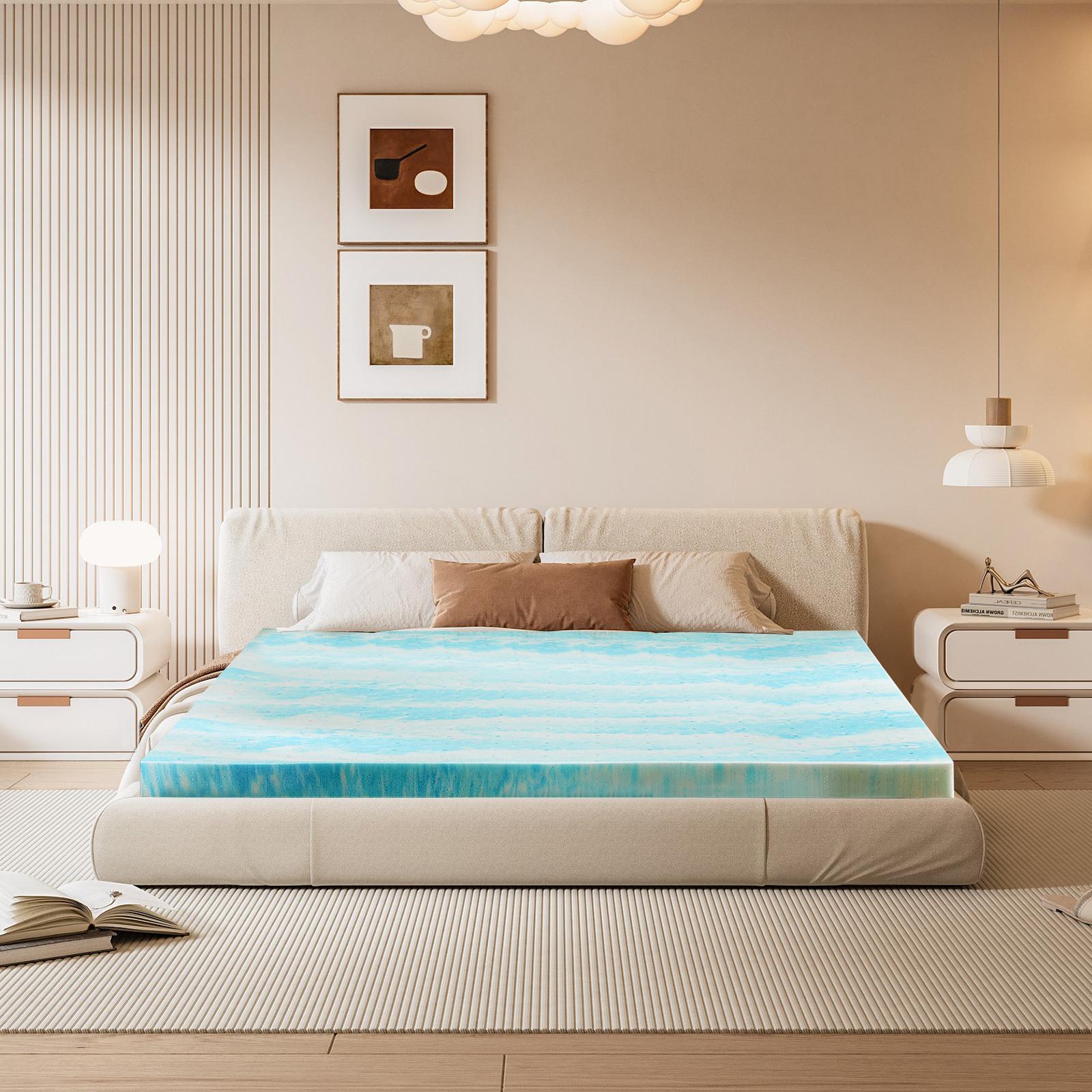 Mattress Pad Topper - 2 İnç Soğutucu Jel Desenli Hafızalı