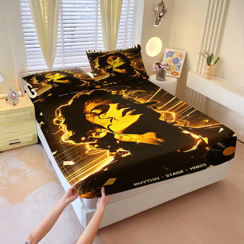 Fitted Sheet Deep - Pop İkonu Michael Jackson Baskılı Çarşaf