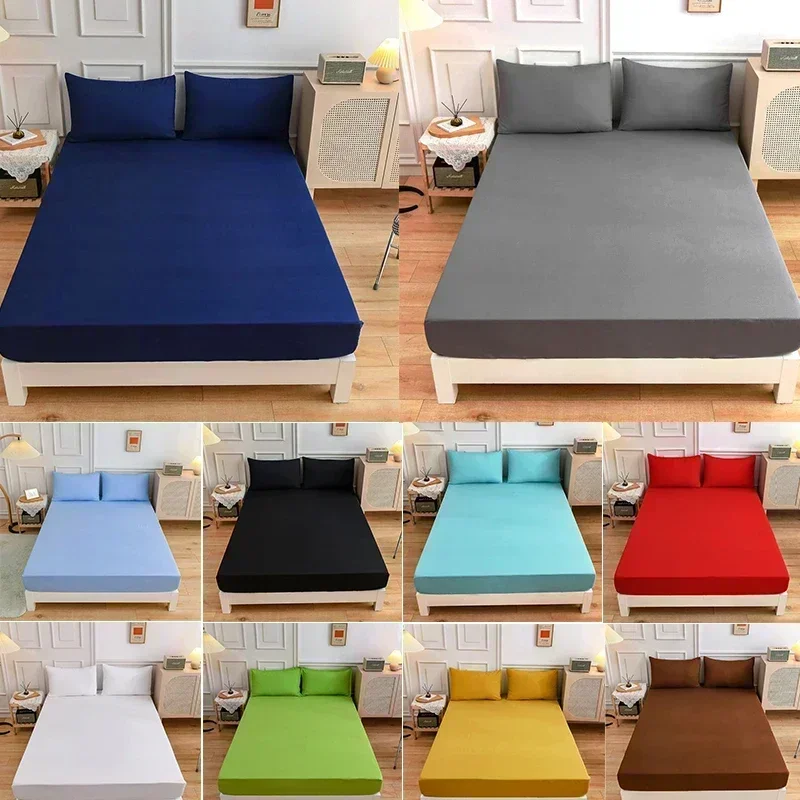 Mattress Pad Topper - Düz Renk Yumuşak Polyester Çarşaf Elastik