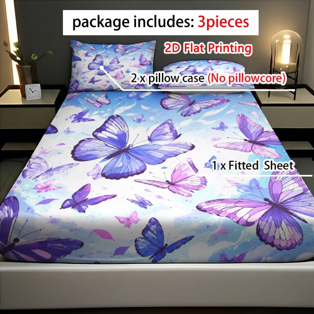 Parlak renkli mor kelebek dese - Fitted Sheet Deep incelemesi ve fiyatı